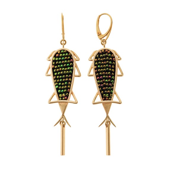 Wyszywane złote kolczyki marki Orska biżuteria