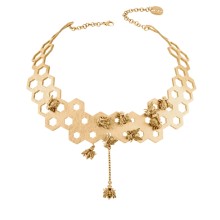 Sztywna, geometryczna kolia z pszczołami z kolekcji Apis