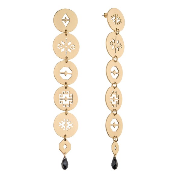 Artystyczne, ręcznie wykonane z mosiądzu kolczyki z kolekcji Peru kamieniami naturalnym Marki Orska biżuteria