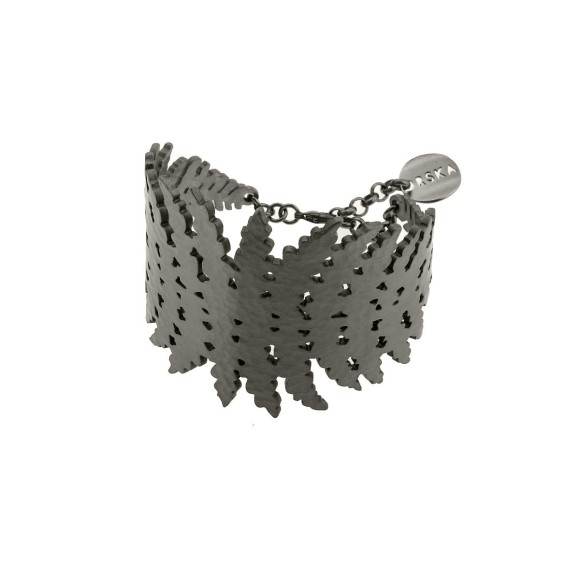 Sztywna szeroka bransoletka z liściem paproci - biżuteria ORSKA