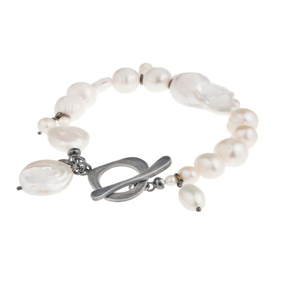 Srebrna bransoletka z nieregularnymi perłami z kolekcji Parer ORSKA