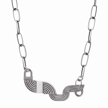 Srebrny naszyjnik na łańcuchu z zawieszką i czerwonym kryształem z kolekcji Holos