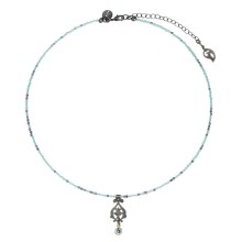 Niebieski naszyjnik z kamieni naturalnych z grafitową zawieszką z kolekcji Maroko