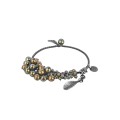 Grafitowa bransoletka z zielonymi perłami i kryształami Swarovski z kolekcji Ber BEA42-6 ORSKA
