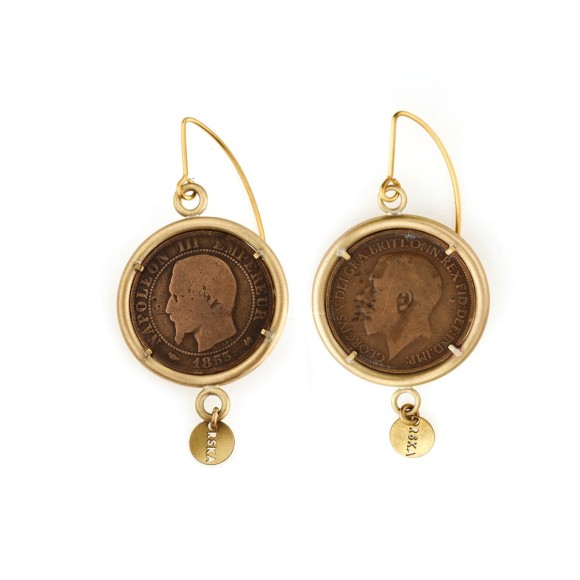 DK34-2 Wiszące, złote kolczyki z kolekcji Vintage