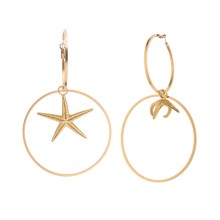 Złote kolczyki koła z rozgwiazdą z kolekcji Maris