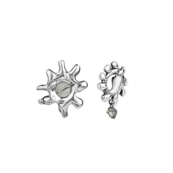 Gwiaździste, srebrne kolczyki z meteorytem z kolekcji Meteoros  ORSKA