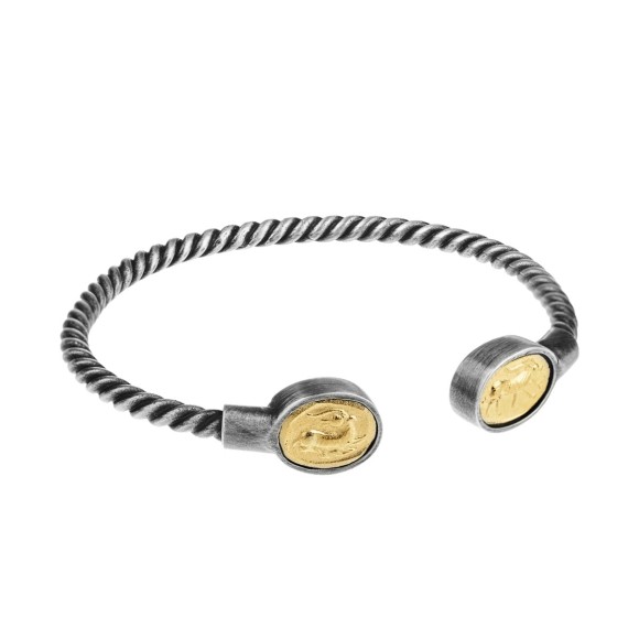 Srebrna, sztywna bransoletka z koziorożcem z kolekcji Semios