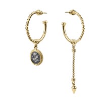 Asymetryczne, pozłacane kolczyki koła z kolekcji Semios