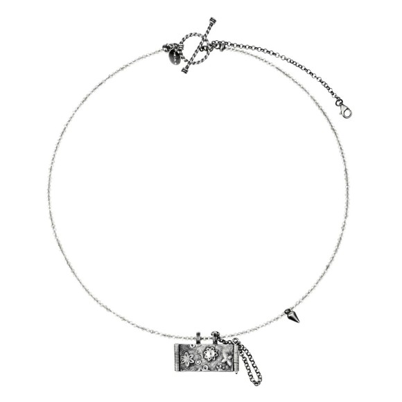 Srebrna amuletnica na sznurze labradorytów z kolekcji Semios