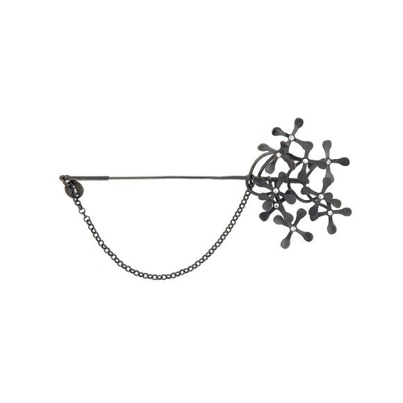 Ręcznie wykonana broszka z dziewięcioma mosiężnymi kwiatami rzepaku - kolekcja Plantis -PLB42-1- Orska biżuteria 