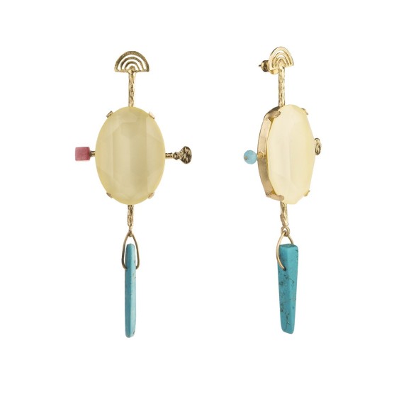 Artystyczne, ręcznie robione z mosiądzu kolczyki z kryształem Svarowski z kolekcji Gelato, marki ORSKA biżuteria