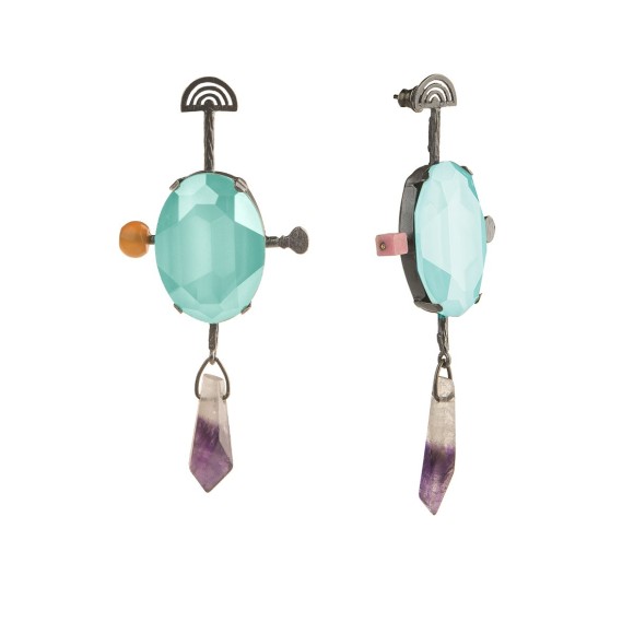 Artystyczne, ręcznie robione z mosiądzu kolczyki z kryształem Svarowski z kolekcji Gelato, marki ORSKA biżuteria