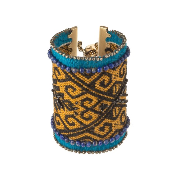 Ręcznie wyszywana kamieniami naturalnymi bransoletka z Peru PEA58-18