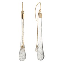 Kolczyki z kolekcji Frost w kształcie smukłych kropli z ozdobnym łańcuszkiem