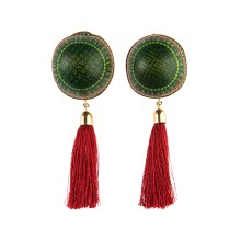 Ręcznie malowane kolczyki z frędzlami z kolekcji Meksyk