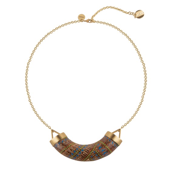 Złoty naszyjnik z kolekcji Meksyk z ręcznie malowaną rzeźbą marki ORSKA biżuteria