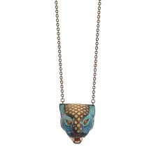 Ręcznie malowany naszyjnik z głową jaguara z kolekcji Meksyk