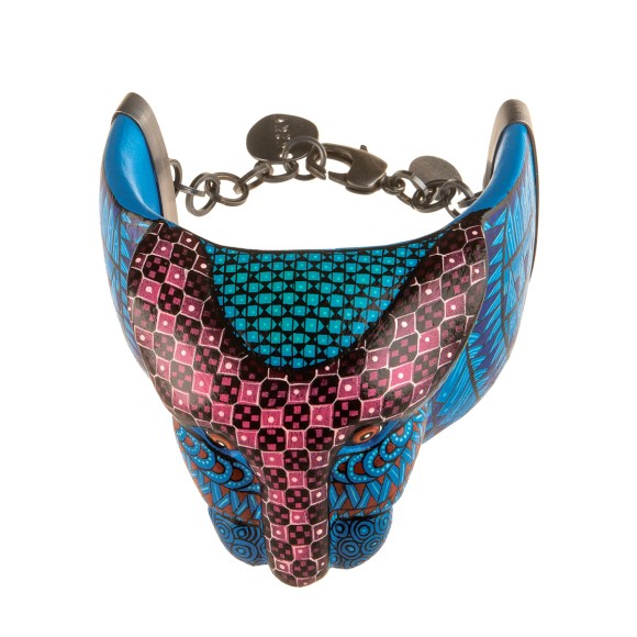 Ręcznie malowana bransoletka z głową jaguara z kolekcji Meksyk 