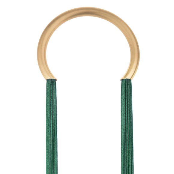 Złoty naszyjnik z długimi z zielonymi frędzlami DSN72