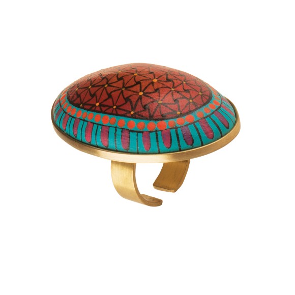 Owalny pierścionek z kolekcji Meksyk ręcznie malowany, regulowany