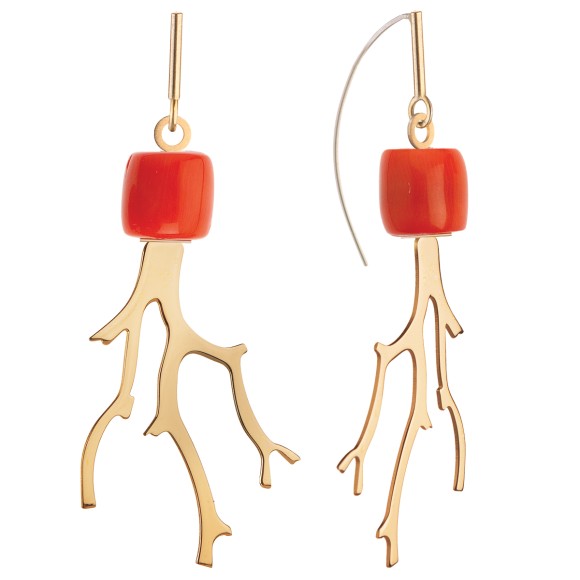 złote kolczyki z koralowcem na lato MK32-1