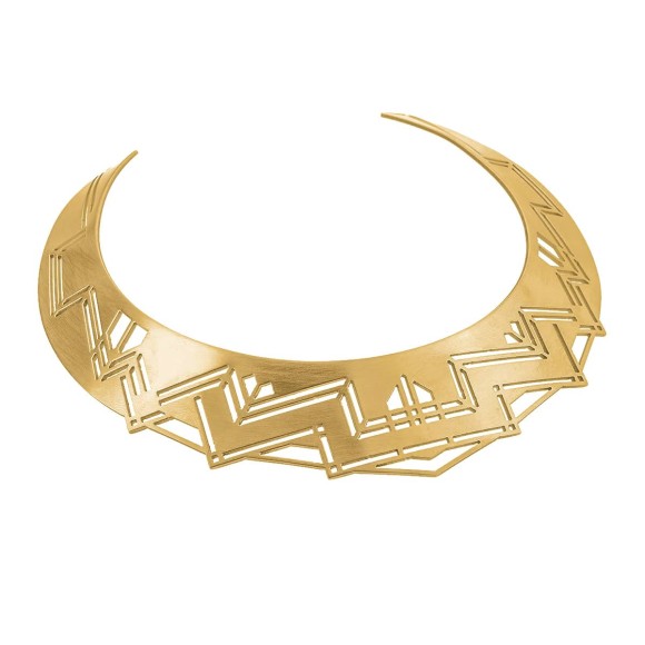 Geometryczna, mosiężna kolia z kolekcji Nano - marki ORSKA biżuteria