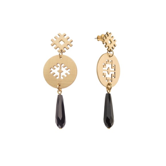 Artystyczne, ręcznie wykonane z mosiądzu kolczyki z kolekcji Peru kamieniami naturalnym Marki Orska biżuteria