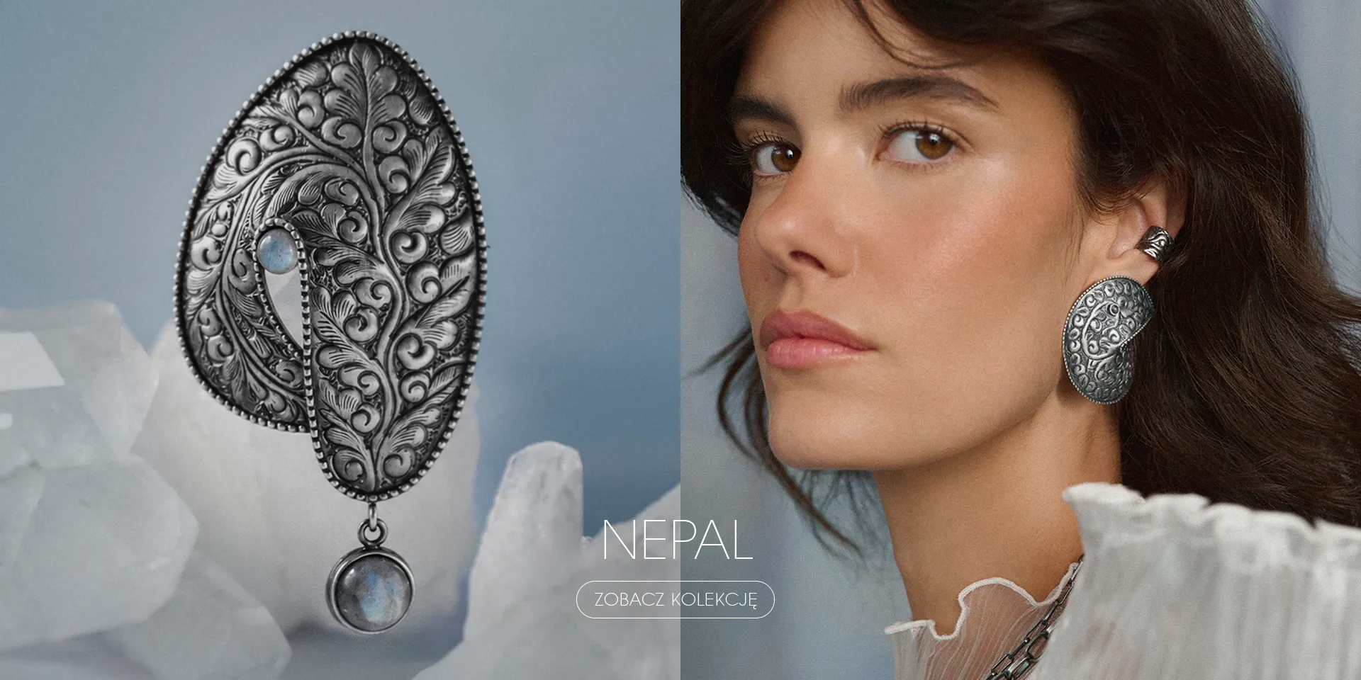 Kolekcja Nepal - ciemna, repusowana biżuteria z labradorytem z Katmandu marki ORSKA